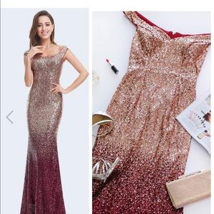 Burgundy/gold sequin dress